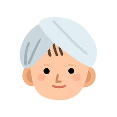 woman cartoon face with a white headscarf