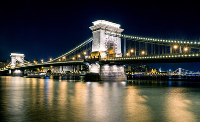Naklejka premium Chain bridge in Budapest, Hungary