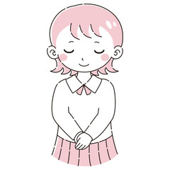 お辞儀をする女の子のイラスト