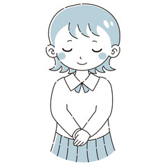 お辞儀をする女の子のイラスト