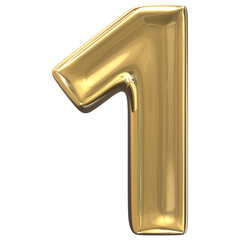 3d golden font number 1