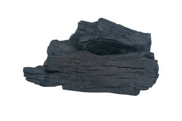 Natural wood charcoal Isolated on white background with clipping path.