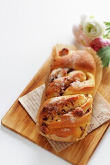 Homemade bakery, nut loaf of sweet bread on chopping board