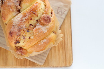 Homemade bakery, nut loaf of sweet bread on chopping board