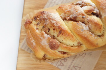 Homemade bakery, nut loaf of sweet bread on chopping board