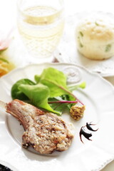 Homemade lamb chop butter sautéed with mustard sauce