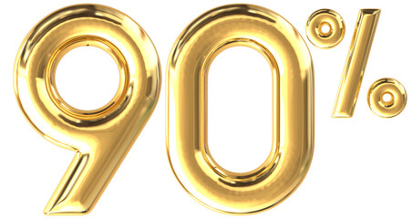 3d golden font number 90