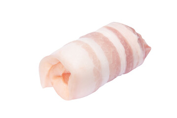 Pork belly roll isolated on white background with clipping path.