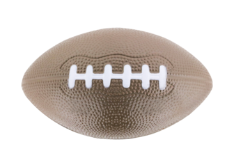 Cutout of  isolated brown American football ball dog or baby soft toy with the transparent png background
