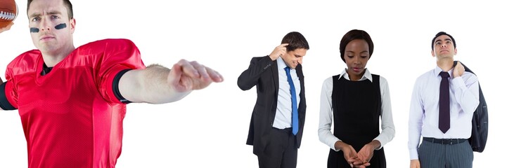 Multiple people of different professions against copy space on white background