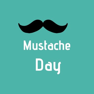 Digitally generated image of mustache day text banner with mustache icon against blue background