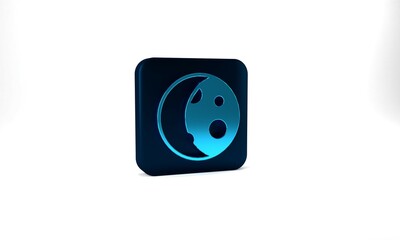 Blue Moon phases icon isolated on grey background. Blue square button. 3d illustration 3D render