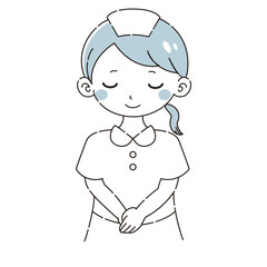 お辞儀をする白衣を着た女性のイラスト