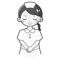 お辞儀をする白衣を着た女性のイラスト