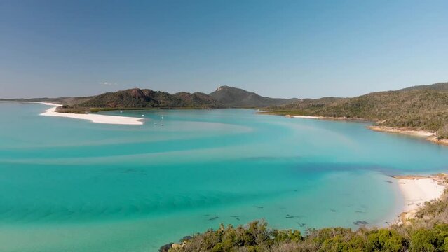 Whitehaven Beach aerial view from drone, Whitsunday Islands, Australia