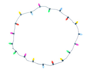 Christmas lights string isolated on white background With clipping path.