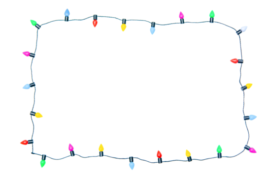 Christmas lights string isolated on white background With clipping path.