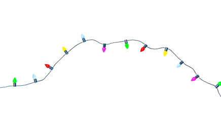 Christmas lights string isolated on white background With clipping path.