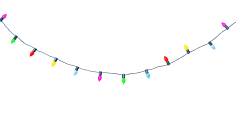 Christmas lights string isolated on white background With clipping path.
