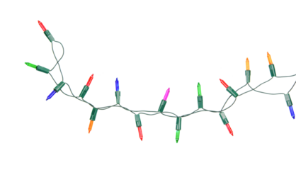 Christmas lights string isolated on white background with clipping path.