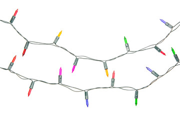Christmas lights string isolated on white background with clipping path.