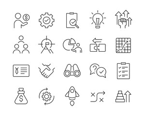 Business Solution Icons - Vector Line. Editable Stroke.