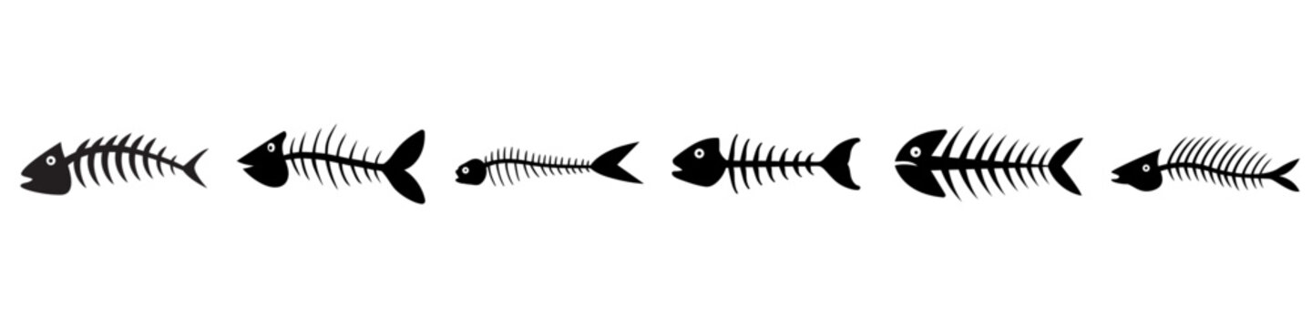 Fishbone icon vector set. Fish sign collection. Skeleton symbol or logo.
