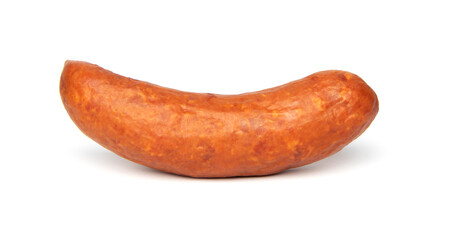 Smoked pork sausages for grill, isolated on white background