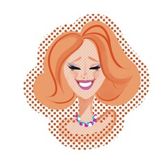 Happy woman. Orange hair. Vintage style.