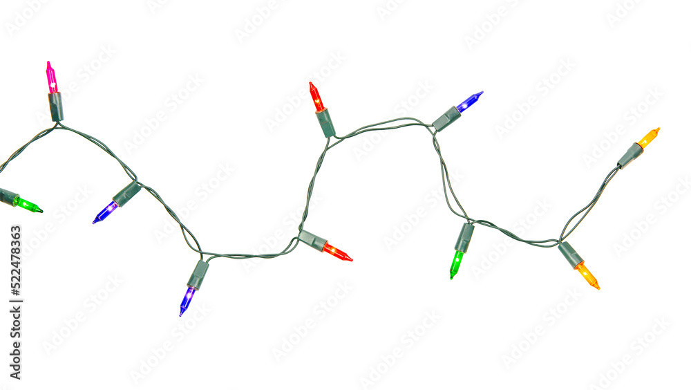 Wall mural christmas lights string isolated on white background with clipping path.