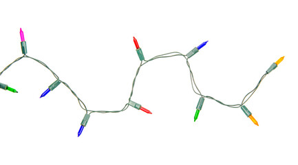 Christmas lights string isolated on white background with clipping path.
