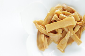 Chinese food, pickled bamboo shoots on white dish for side dish image
