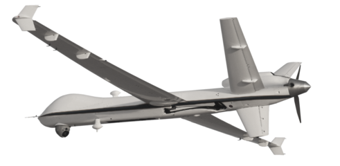 Unmanned Drone isolated on white background with clipping path. Elements of this image furnished by NASA.