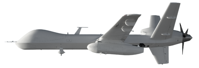 Unmanned Drone isolated on white background with clipping path. Elements of this image furnished by NASA.