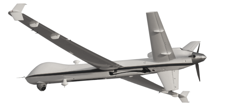 Unmanned Drone isolated on white background with clipping path. Elements of this image furnished by NASA.