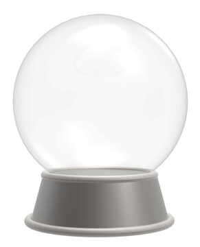 Empty Crystal Ball / snow globe isolated on transparent background. 3D illustration.