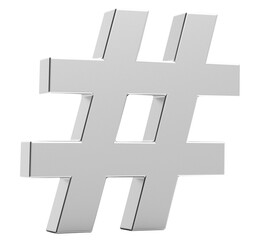 Silver hashtag icon. 3D Illustration.