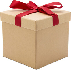 Gift box kraft png file with romantic, presents for Christmas day or valentine day, package with...