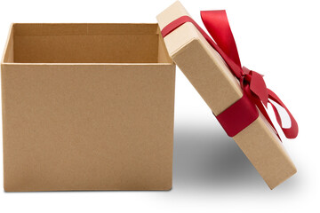 Gift box open lid on isolated png file with romantic, presents for Christmas day or valentine day,...