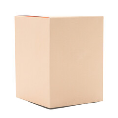 Blank orange product packaging box mockup, Cutout.