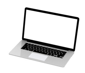 Modern laptop  isolated on white background with clipping path. 3D Illustration.