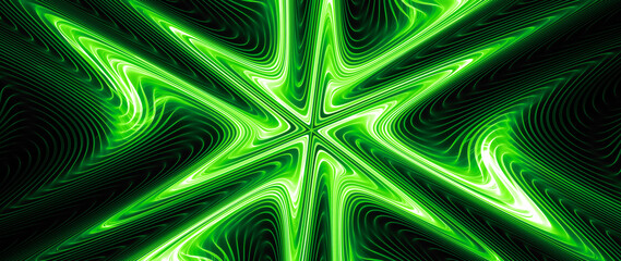 Green glowing futuristic technology star shape abstract background