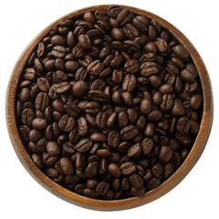 Coffee beans in wooden bowl mockup, Cutout.