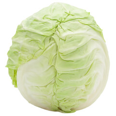 Fototapeta premium Whole green cabbage and slice mockup, Cutout.