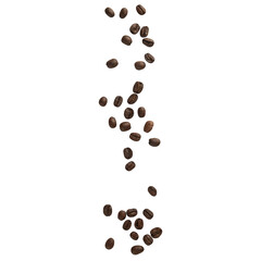 Coffee beans falling mockup, Cutout.