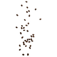 Coffee beans falling mockup, Cutout.