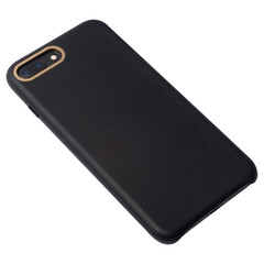 Black blank leather smartphone case mockup, Cutout.