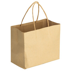 Recycled brown paper shopping bag mockup, Cutout.