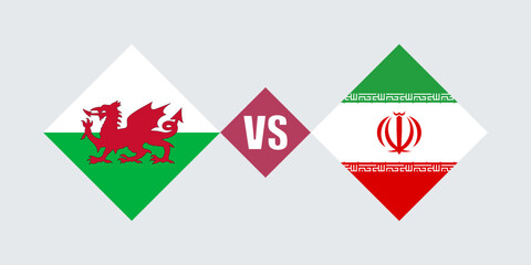Wales vs Iran flag concept. Vector illustration.