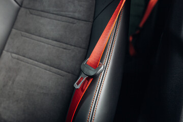 Sports car seatbelt close up